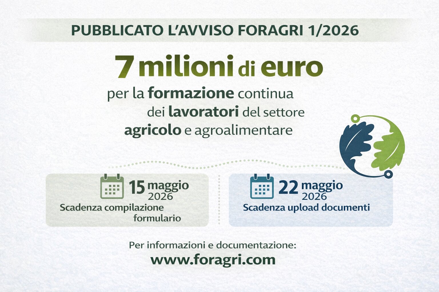Foragri ha pubblicato l’Avviso 1/2026